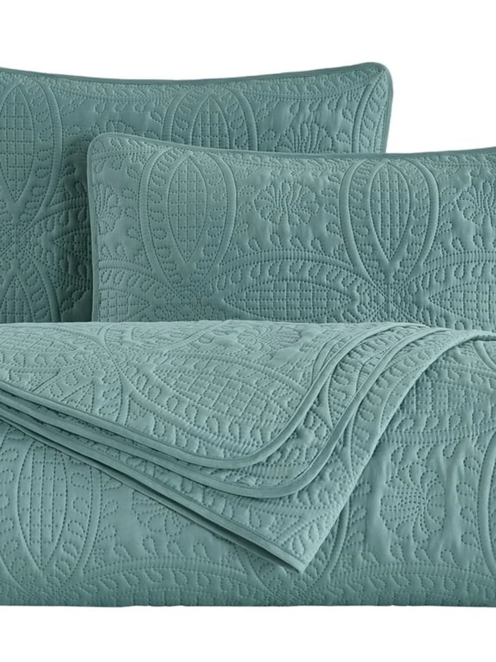 Quilted oversized queen 3 piece bedspread blue